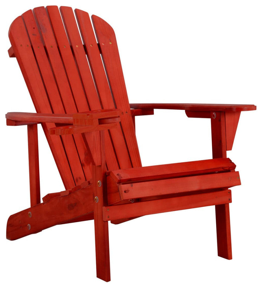 Earth Collection Adirondack Chair With phone and cup holder, Red, 3-Piece Bistro