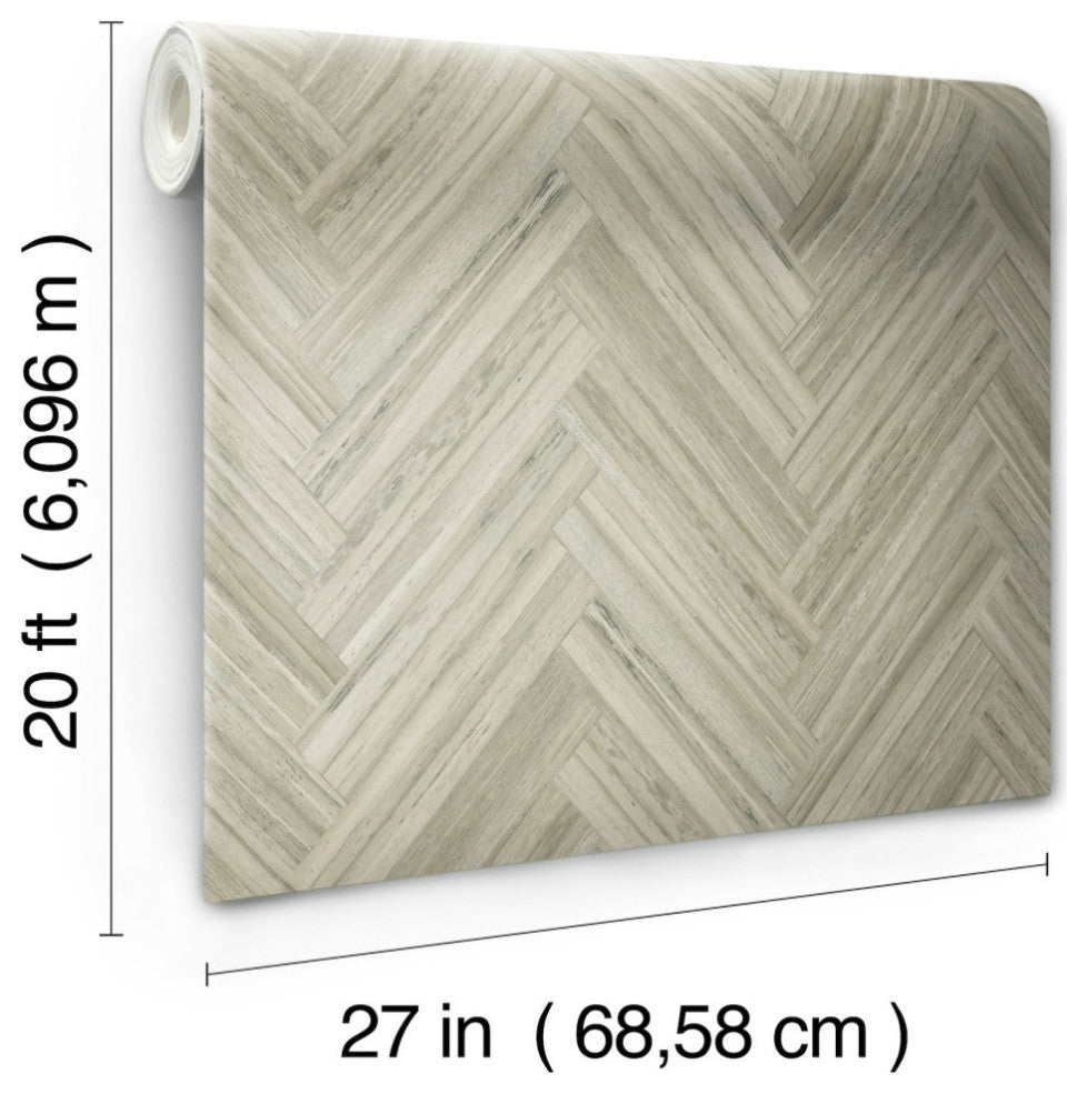 Hermosa Herringbone Brown Peel and Stick Wallpaper