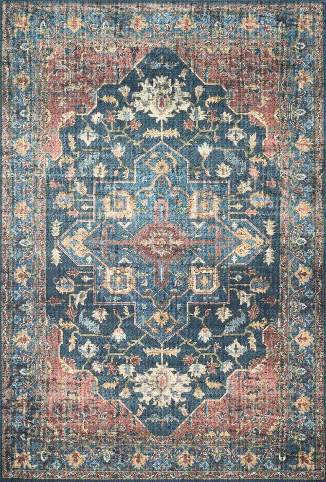 Printed Skye Area Rug by Loloi II, Denim/Brick, 1'6"x1'6" Sample