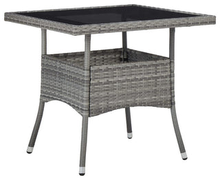 vidaXL Patio Dining Set 3 Piece Poly Rattan and Glass Gray Garden Furniture