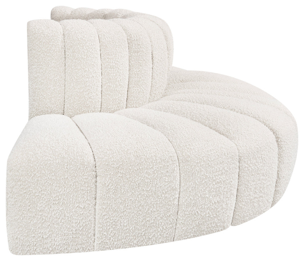 Arc Upholstered Outward Curved Modular Sectional, Cream, 4-Piece: Reverse Corner (4), Boucle Fabric