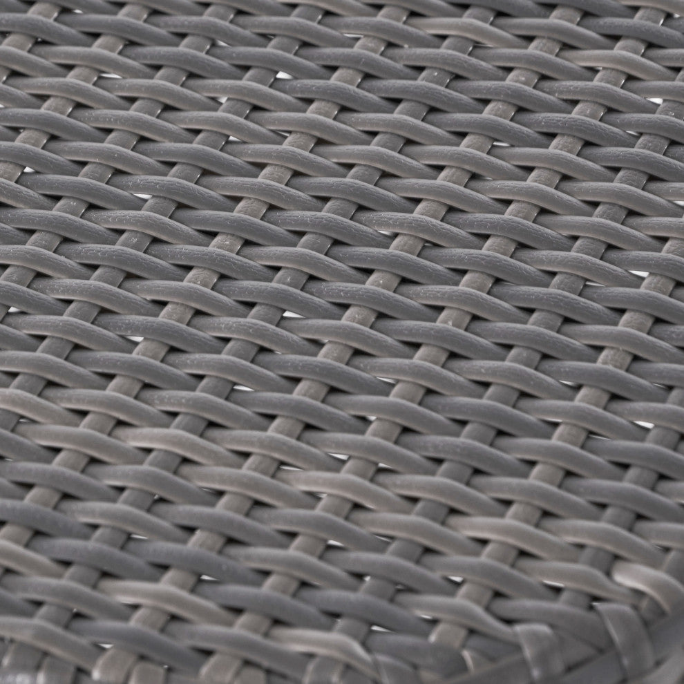 GDF Studio Channing Outdoor Wicker 14.00" Barrel Side Table, Gray