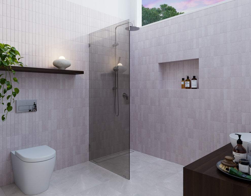 Ursa 30"x78" Frameless Single Glass Shower Panel, Gray Tint, Chrome