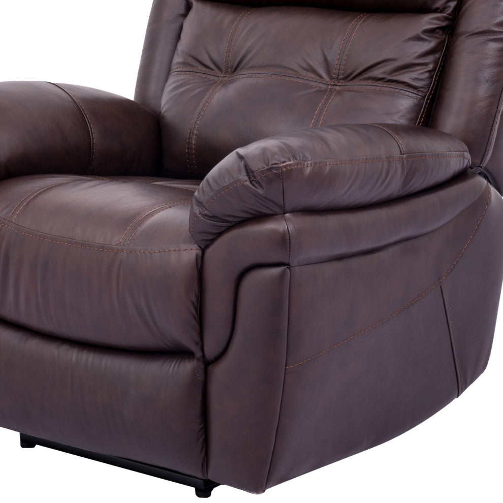 Marcel Manual Recliner Chair in Dark Brown Genuine Leather