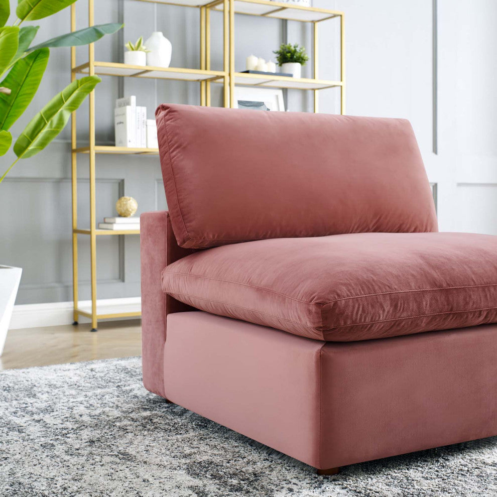 Sofa Middle Chair, Velvet, Pink, Modern, Living Lounge Hotel Lobby Hospitality