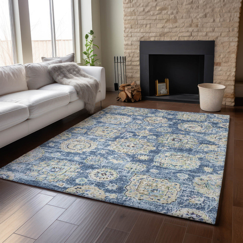 Premium Machine Washable Mayfield AMF634 Blue 8' x 10' Rug