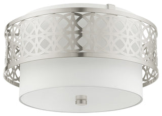 Brushed Nickel Fretwork, Ornamental, Transitional, Sophisticated Semi Flush