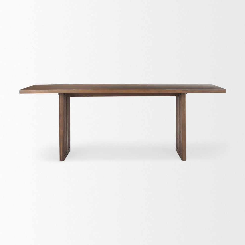 Grier 84L Medium Brown Wood With Cane Dining Table