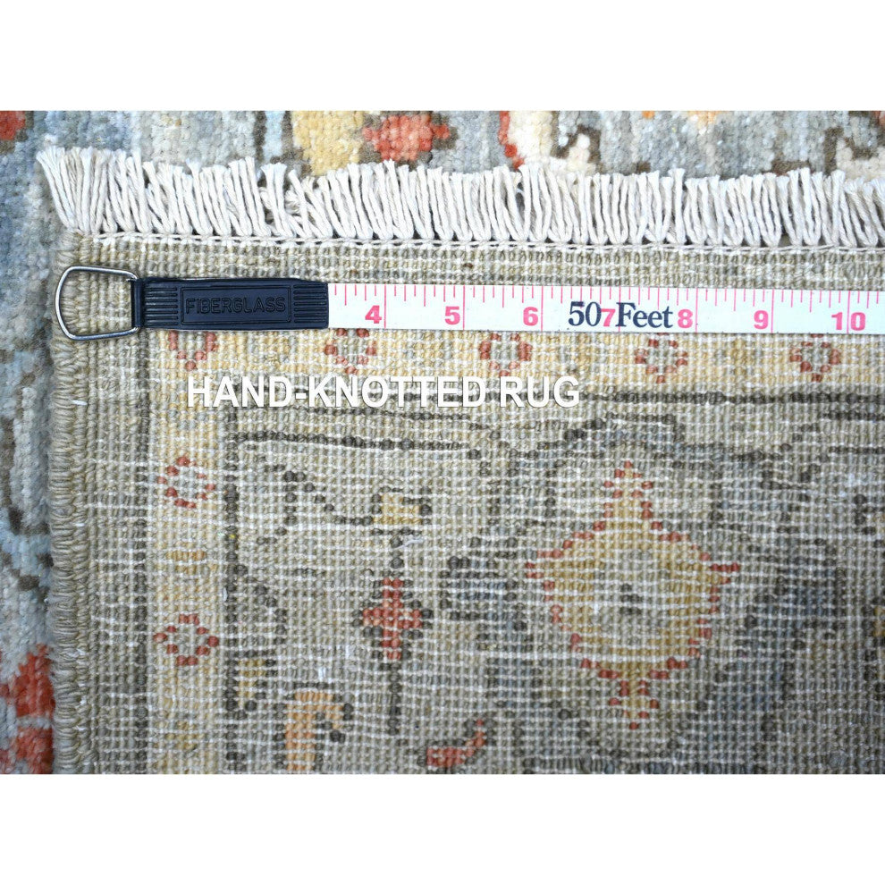 Cadet Gray Finer Peshawar All Over Mahal Design Wool Hand Knotted Rug 4'3"x6'