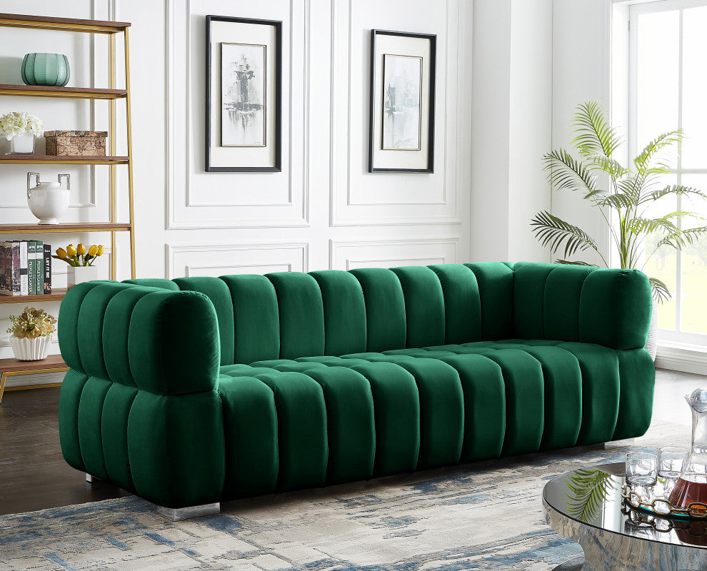 Gwen Velvet Upholstered Chair, Green, Sofa