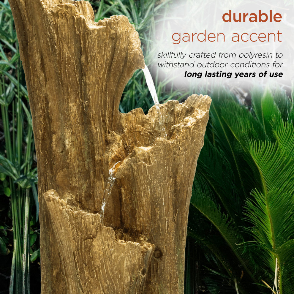 Alpine 3 Log Tiered Fountain w/ LED Lights, 39"