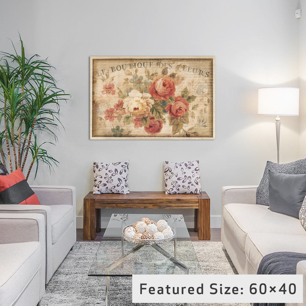 "Parisian Flowers III Gallery" by Danhui Nai, 40x26x1.5"