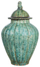 Speckled Green Ribbed Lion Lid Jar