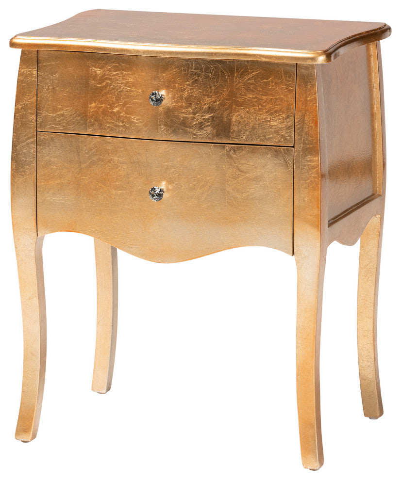 Meg 2-Drawer Nightstand, Gold
