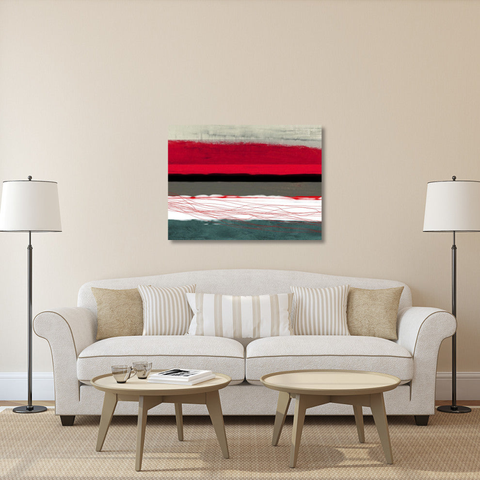 "Abstract Stripe Theme Red Grey And White" Fine Art Print