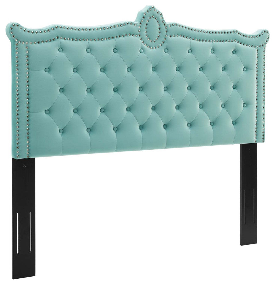 Louisa Tufted Performance Velvet Twin Headboard, Mint