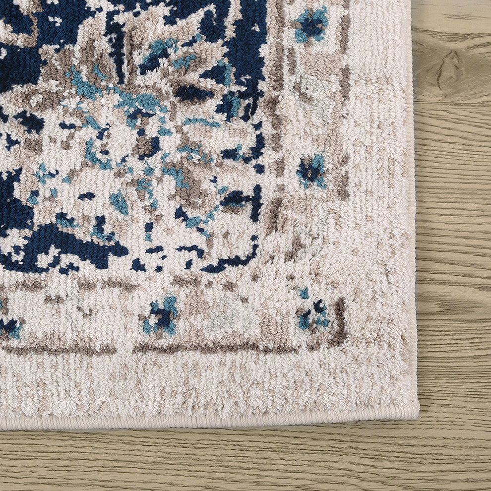LALUZ Distressed 5'x7'Mat Stain Fade Resistant Area Rug