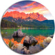 Colorful Eibsee Lake Sunset, Landscape Photo Round Wall Art, 11"