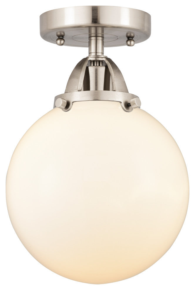Beacon Semi-Flush Mount, Brushed Satin Nickel, Matte White, Matte White