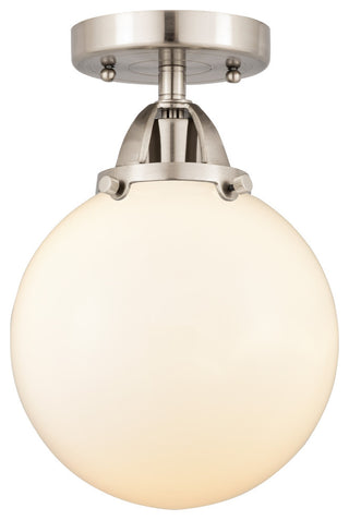 Beacon Semi-Flush Mount, Brushed Satin Nickel, Matte White, Matte White