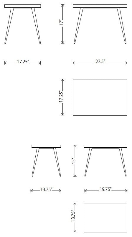 Nexa Nesting Side Tables With Cast Iron Feet, 2-Piece Set, Smoked Oak