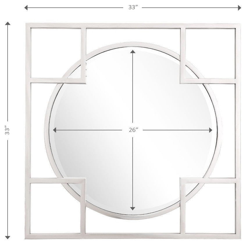Silver Square Accent Metal Mirror