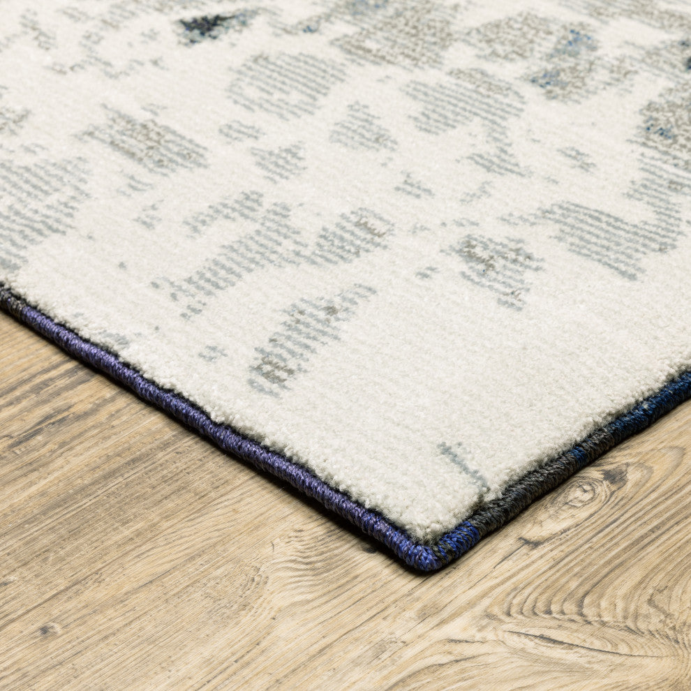 Elements Oceanic Abstract Blue/ Gray Area Rug, 2'6"x12'