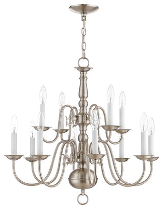 Williamsburgh Chandelier, Antique Brass and Brushed Nickel