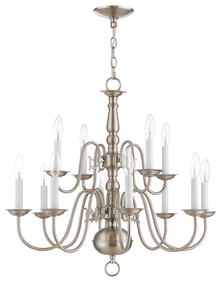 Williamsburgh Chandelier, Antique Brass and Brushed Nickel