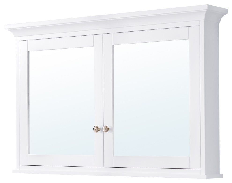 Handmade Solid Wood Medicine Cabinet with Ample Storage Space in White, 48"x30" Double Doors