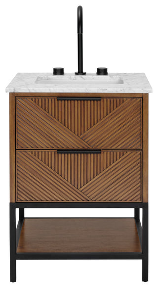 Diamond 24" Bath Vanity, Walnut/Matte Black, 24", Marble Top