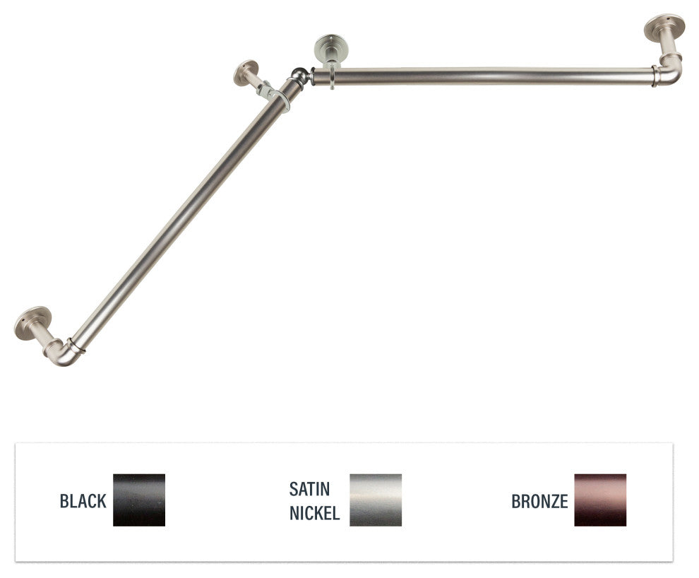 1" Blackout Corner Curtain Rod, Satin Nickel, 28-48"