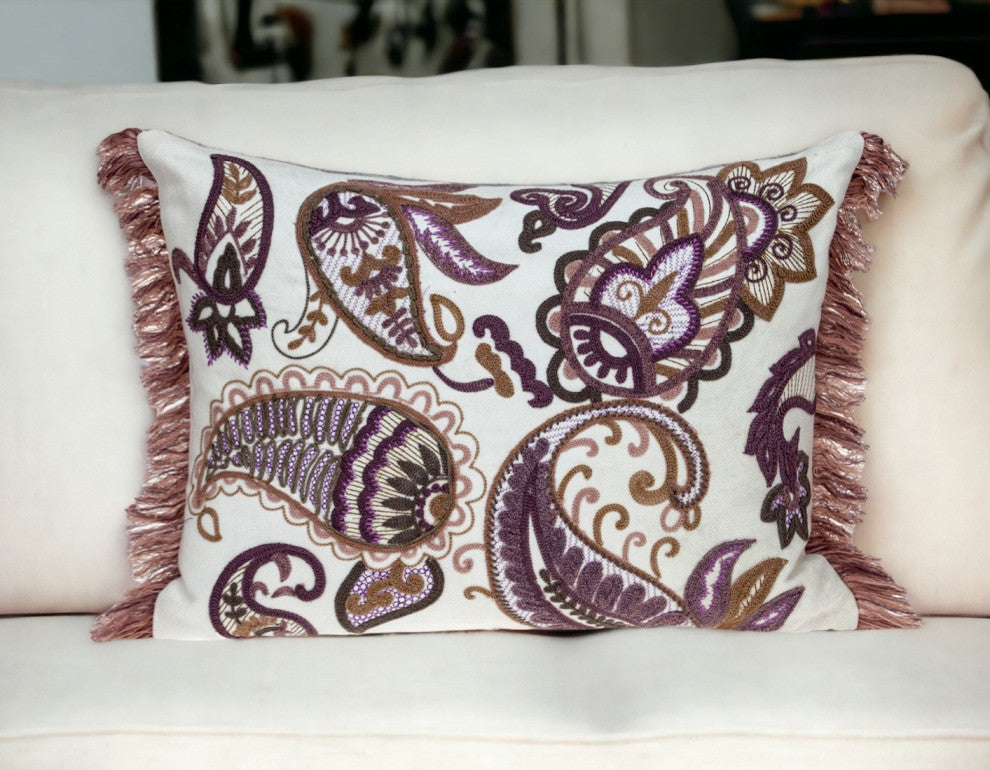 14"x20" White Cotton Throw Pillow