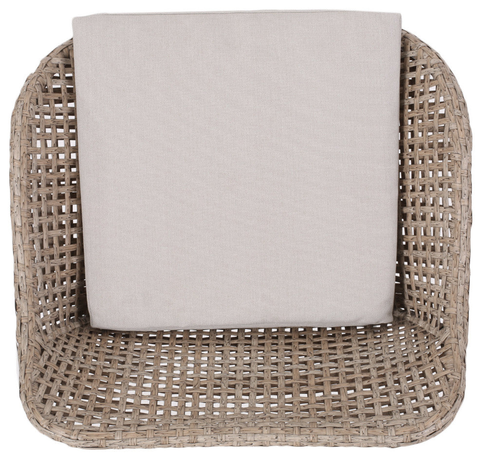 Pondway Outdoor Wicker/Iron Barstools, Set of 2, Beige/Mix Light Brown/Black