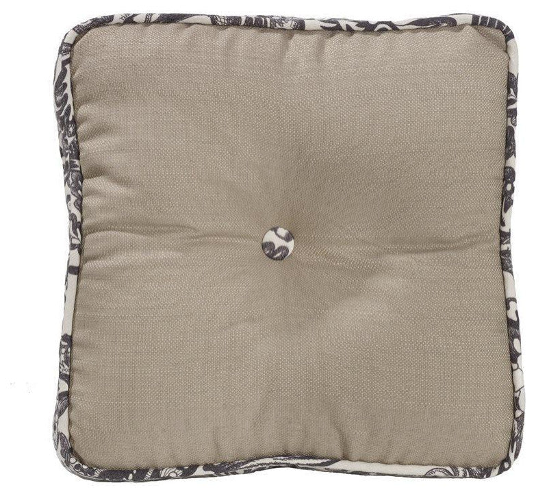 Buttoned Boxed Pillow with Augusta Toile Piping Detail, 18"X18"