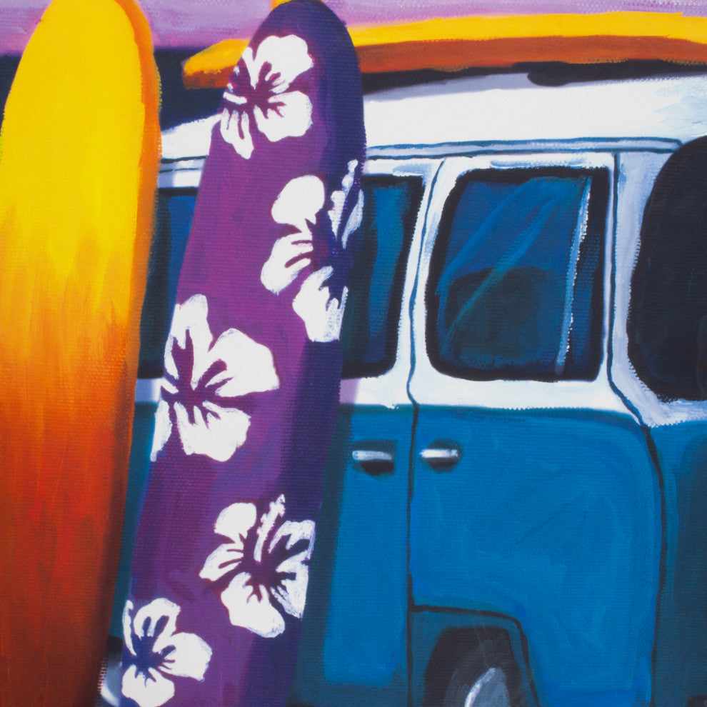 American Art Decor Surf Mini Bus Outdoor Canvas Art Print, 35"x35"