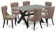 X696Si648-7, 7-Piece Set, 6 Chairs, Table and Wooden Cross Legs-and Black