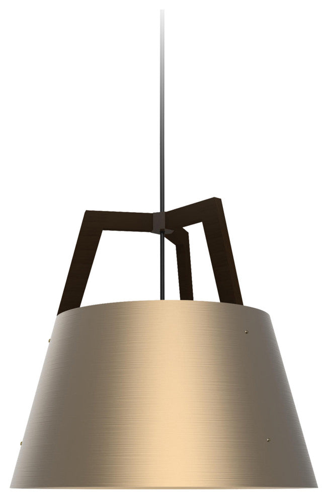 Imber 17" Pendant, Walnut, Brushed Rose Gold, With Diffuser, Corded, 3500K LED