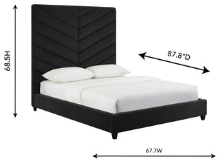 TOV Furniture Javan Black Velvet Bed in Queen