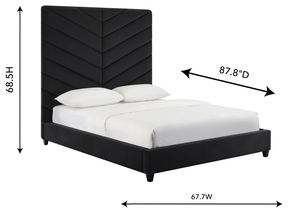TOV Furniture Javan Black Velvet Bed in Queen