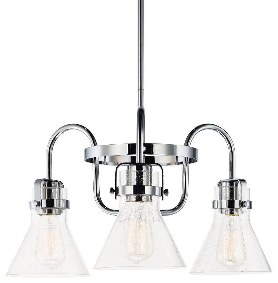 Maxim 26116 Seafarer 3 Light 22" Seedy Glass Chandelier - Polished Chrome