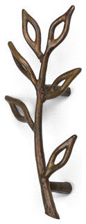 Pull 3" cc, Satin Stainless Contemporary Bronze and Stainless Stee Leaf Pull