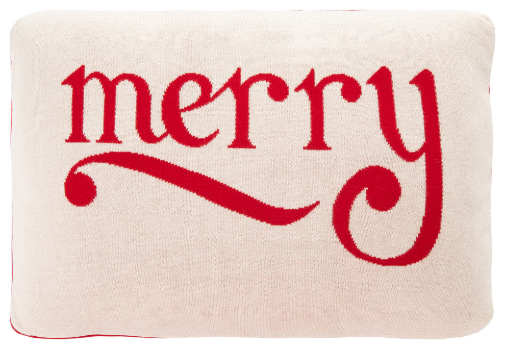 Safavieh Be Merry Pillow, Red, 16"x24"