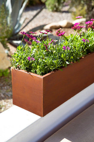 Metallic Series Corten Steel Window Box Planter, 36"