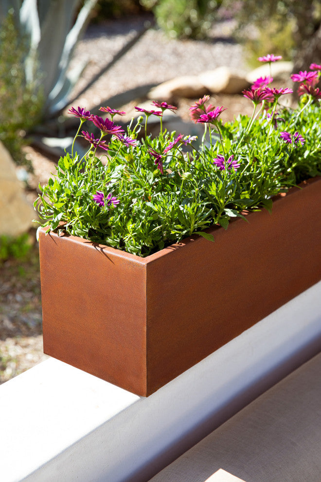 Metallic Series Corten Steel Window Box Planter, 36"