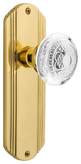 Deco Plate Double Dummy Crystal Egg and Dart Knob, Unlacquered Brass, DECCED