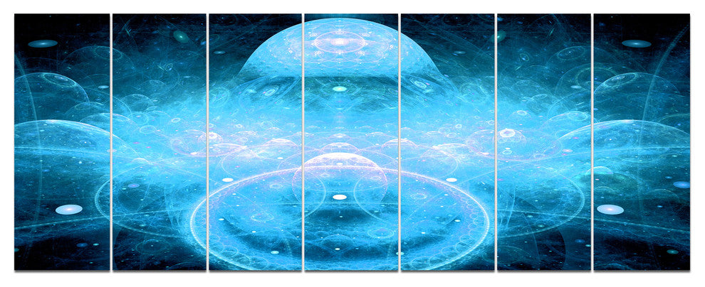 Infinite Light Blue Universe, Floral Canvas Art Print, 83"x32", 7 Panels
