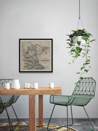 "Minnesota Township Map" Framed Painting Print, 18x18