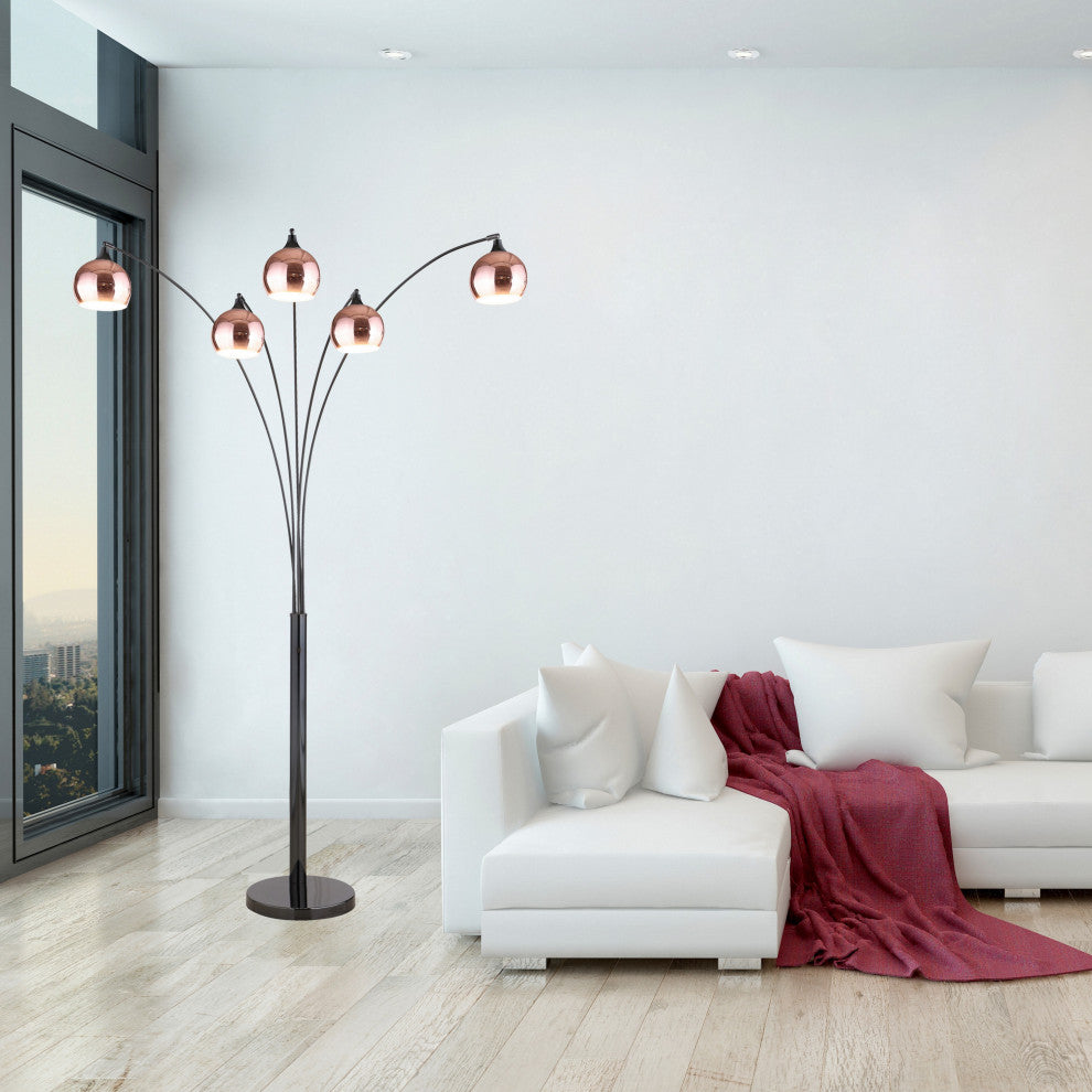 Artiva USA Amore 86" Two-Tone LED Floor Lamp, Rose Copper &Jet Black