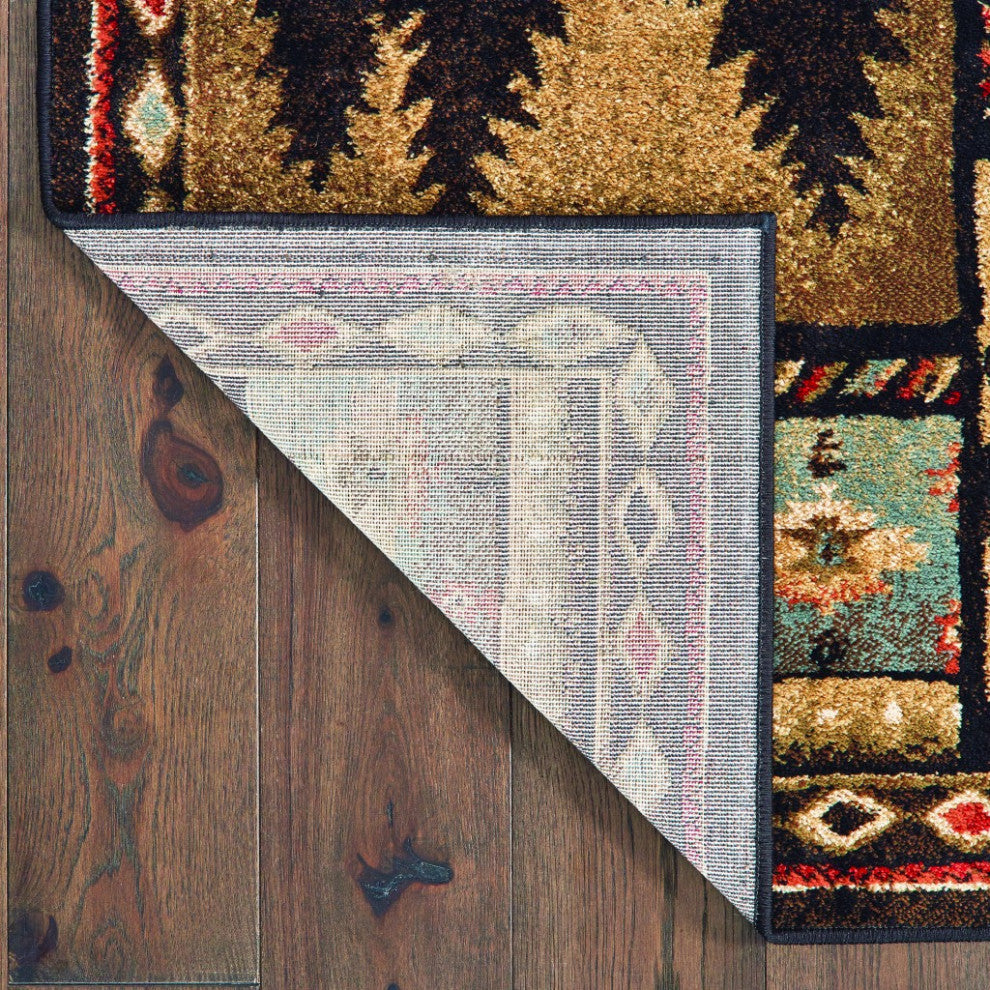 8"x10" Black and Brown Nature Lodge Area Rug